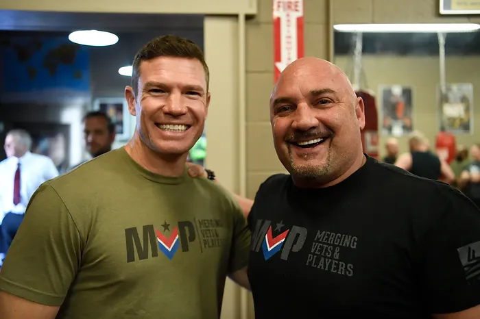 Nate Boyer pictured with Jay Glazer